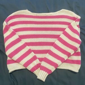Aerie Pink and Cream Striped Sweater